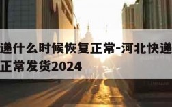 河北快递什么时候恢复正常-河北快递什么时候恢复正常发货2024