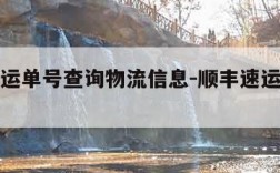 顺丰速运单号查询物流信息-顺丰速运运单号码查询